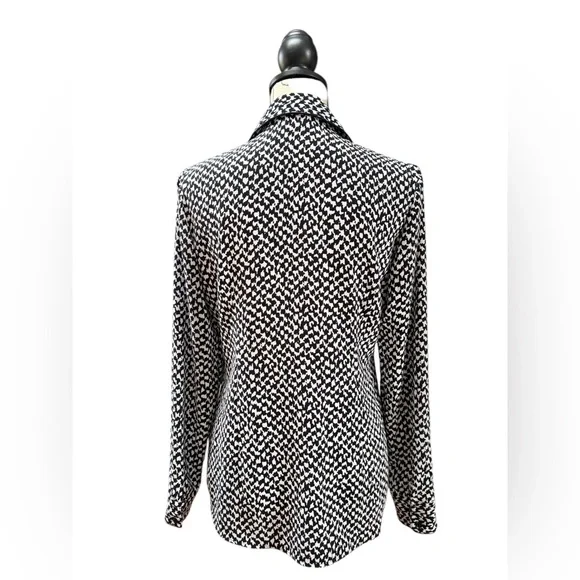 Theory Black and White Houndstooth Blouse Women’s Size Medium - Picture 2 of 9